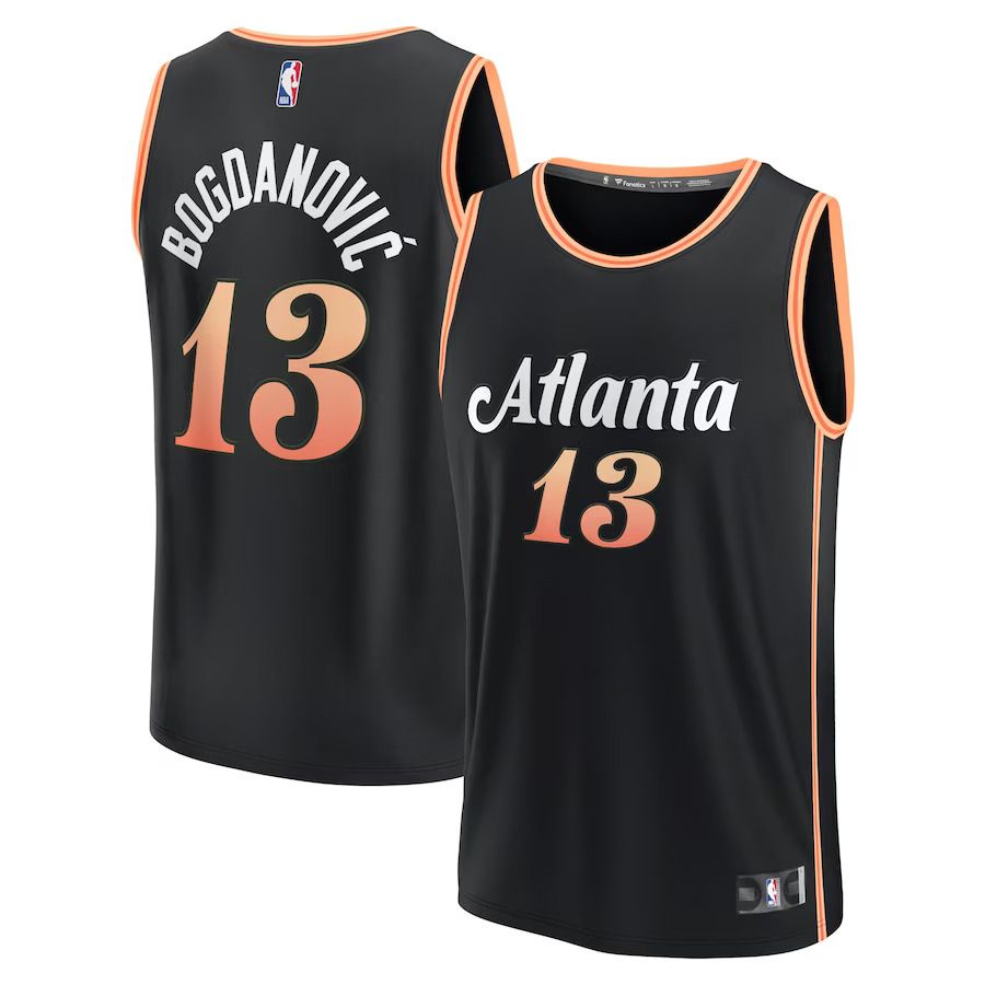 Men Atlanta Hawks #13 Bogdan Bogdanovic Fanatics Branded Black 2022-23 Fastbreak NBA Jersey